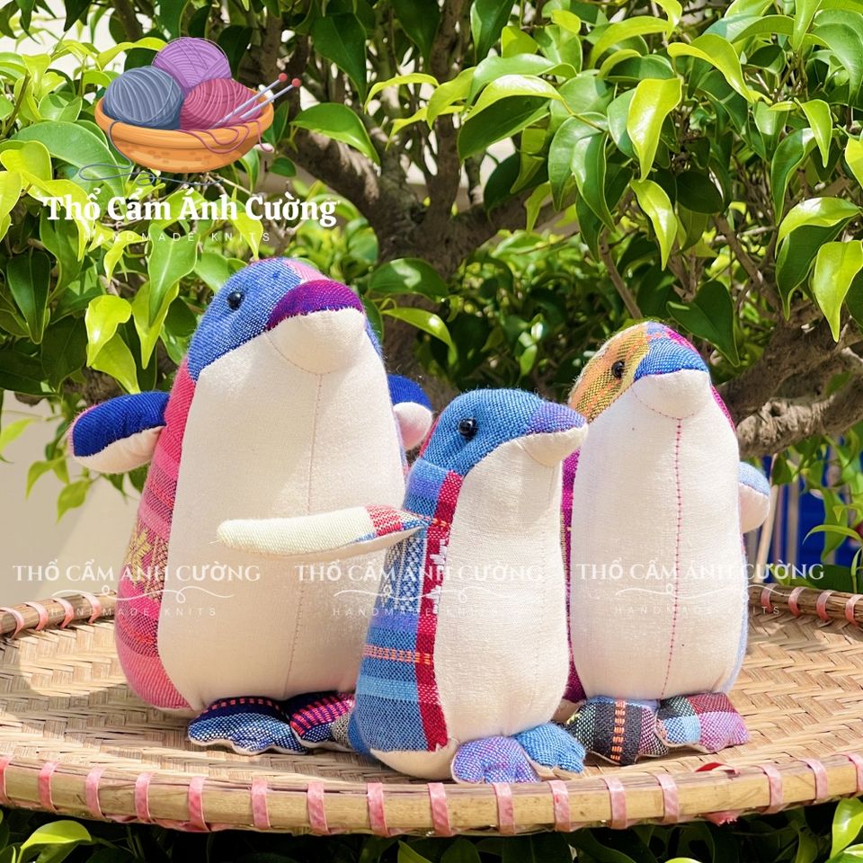 Thú Nhồi Bông Chim Cánh Cụt Dân Tộc Thái - Đồ Chơi Trẻ Em Vải Thổ Cẩm Siêu Dễ Thương, Quà Tặng Ý Nghĩa cho Bé Yêu