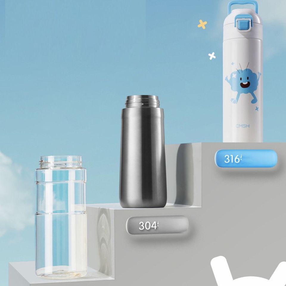 Bình Nước Giữ Nhiệt Cartoon Dễ Thương - Thiết Kế Vui Nhộn, Chất Liệu Inox 304, Giữ Nhiệt Tốt, Tiện Lợi Mang Theo