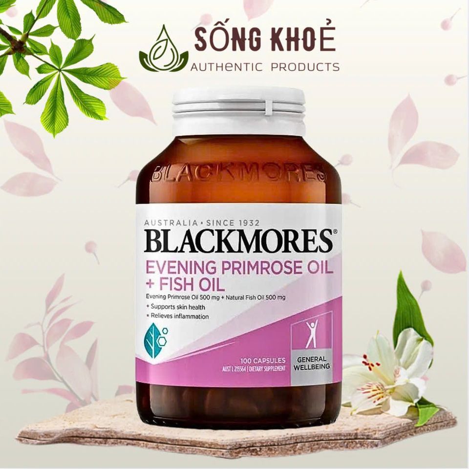 Viên uống dầu hoa anh thảo và Omega-3 Blackmores Evening Primrose Oil + Fish Oil 100 viên - Hỗ trợ nội tiết và sức khỏe tim mạch
