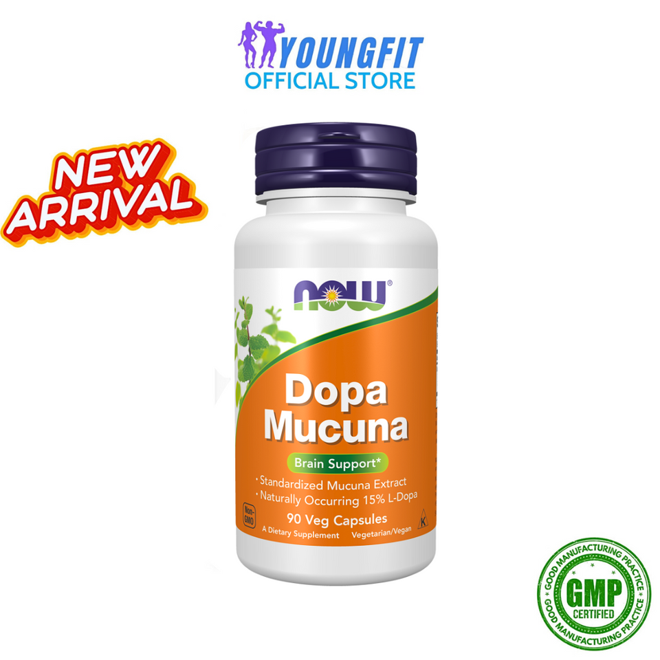 Viên Uống Dopa Mucuna NOW 90 Viên - Bổ Não, Hỗ Trợ Tinh Thần, Giảm Lo Âu, Tăng Cường Nhận Thức Từ Đậu Mè Rừng Mỹ