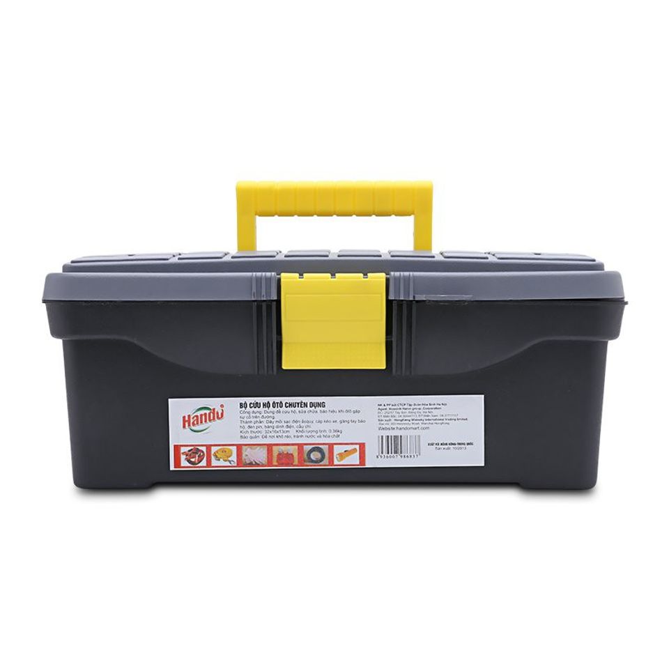 Bộ cứu hộ ô tô chuyên dụng Tienich168 TI235 - Hộp Nhựa Đen, Bao gồm Dây Mồi, Cáp Kéo, Găng Tay và Đèn Pin - Tiện Lợi và An Toàn