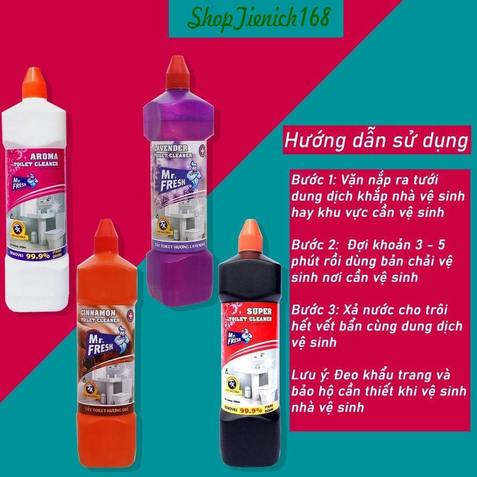 Nước Tẩy Bồn Cầu Diệt Khuẩn Mr.Fresh 1000ml - Hương Quế Tươi Mát, An Toàn Cho Nhà Tắm