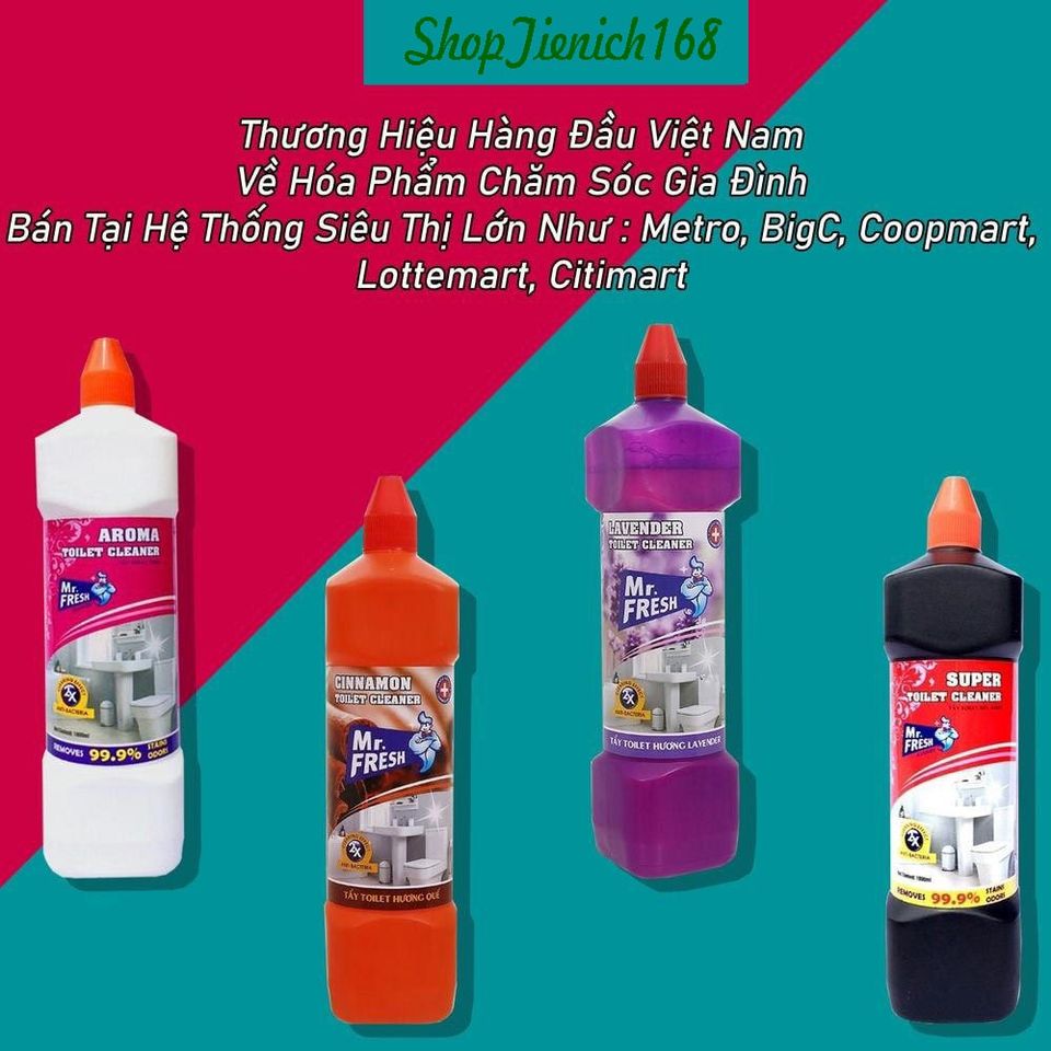Nước Tẩy Bồn Cầu Diệt Khuẩn Mr.Fresh 1000ml - Hương Quế Tươi Mát, An Toàn Cho Nhà Tắm