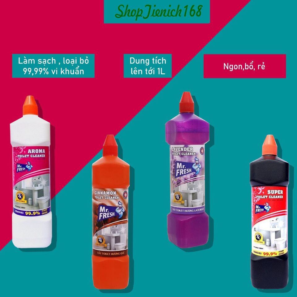 Nước Tẩy Bồn Cầu Diệt Khuẩn Mr.Fresh 1000ml - Hương Quế Tươi Mát, An Toàn Cho Nhà Tắm