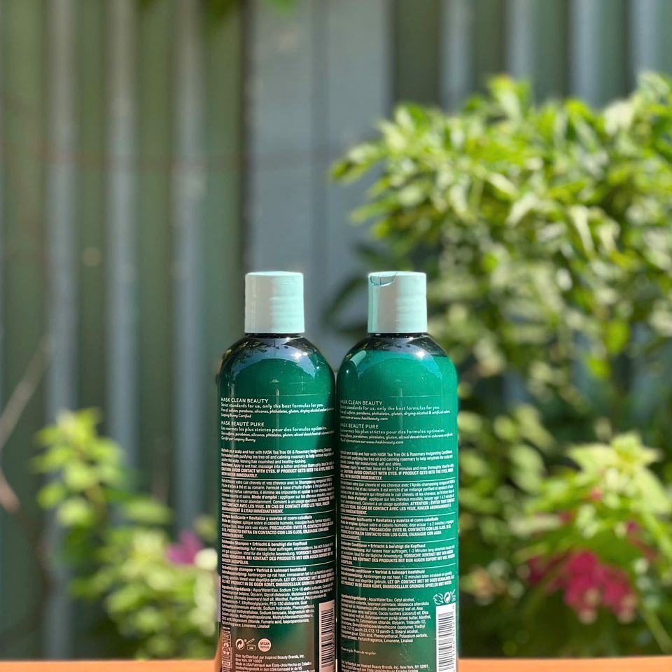 Combo Dầu Gội Xả Hask Tea Tree Oil & Rosemary 355ml - Phục Hồi Tóc Khô Hư Tổn, Dưỡng Ẩm, Làm Sạch Da Đầu