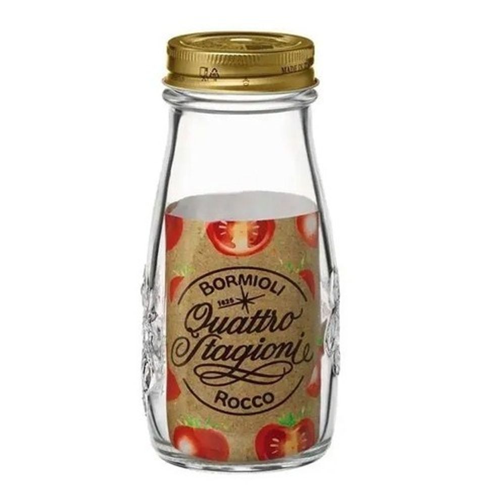 Chai Thủy Tinh Quattro 400ml Bormioli Rocco - Nắp Vặn Kín, Đựng Nước Ép, Mật Ong, Decor Sang Trọng từ Ý