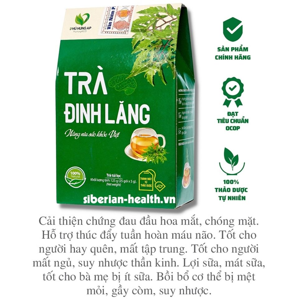 Trà Đinh Lăng Phú Hưng AP - Hỗ trợ Hoạt Huyết, An Thần, Lợi Sữa - Trà Túi Lọc Thảo Dược Tự Nhiên 125g