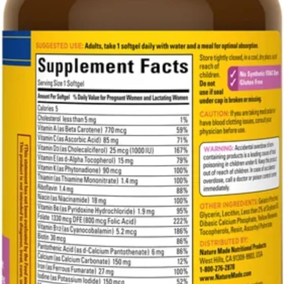 Vitamin Tổng Hợp Cho Mẹ Bầu Nature Made Prenatal Folic Acid + DHA - 150 Viên Bổ Sung Dinh Dưỡng Thiết Yếu Cho Sức Khỏe Mẹ Và Thai Nhi