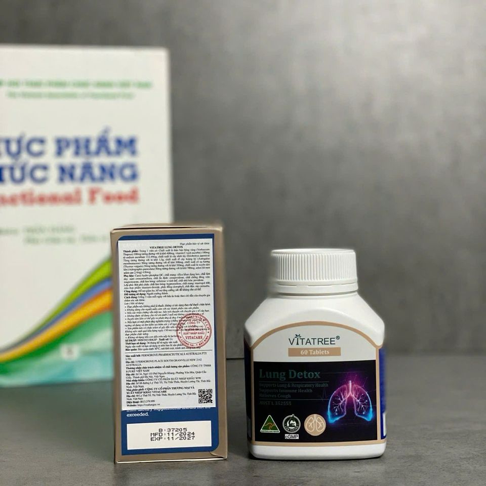 Viên Uống Bổ Phổi Vitatree Lung Detox 60 Viên - Hỗ Trợ Hô Hấp, Thải Độc Phổi Từ Thảo Dược Thiên Nhiên, Giảm Ho, Tăng Cường Miễn Dịch