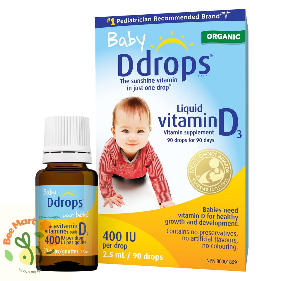 ￼Vitamin D3 Baby Ddrops 400 IU 90 giọt Canada bổ sung vitamin d3 hỗ trợ phát triển cho bé