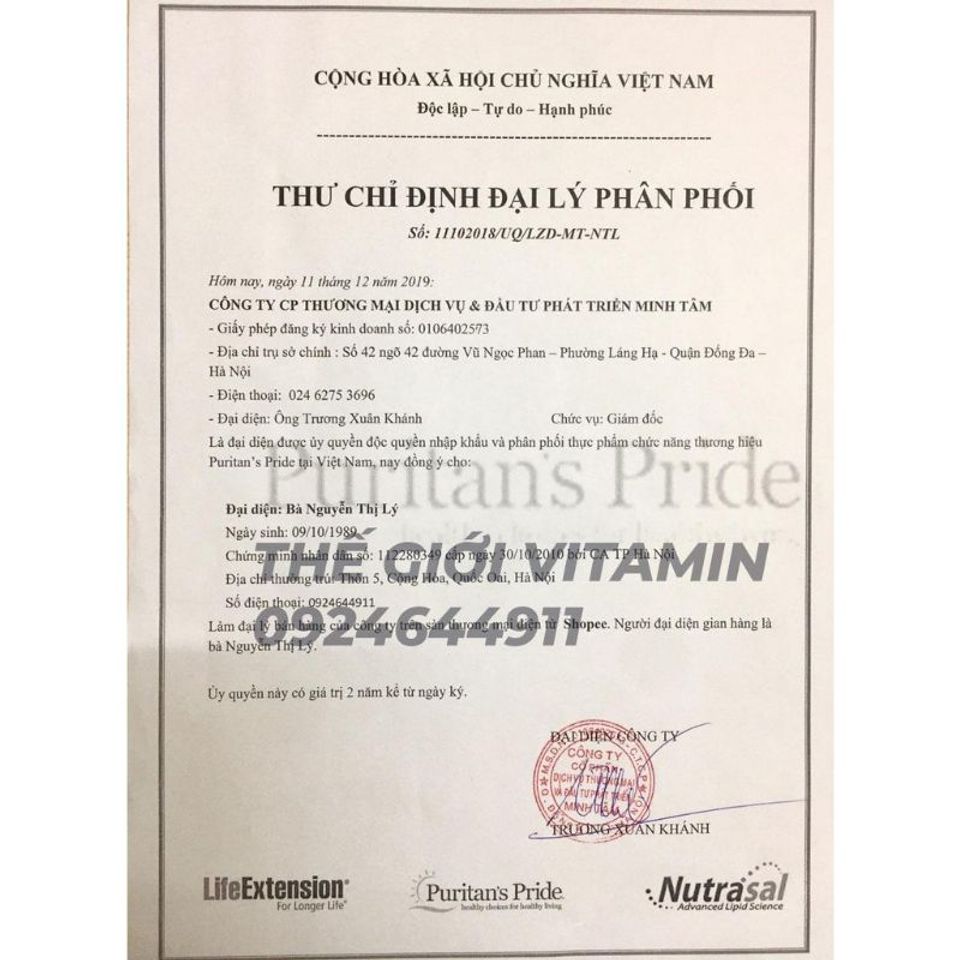 Viên Uống Giảm Cân L-Carnitine 500mg - Hỗ Trợ Giảm Mỡ, Năng Lượng Tối Ưu - 60 Viên Puritan's Pride