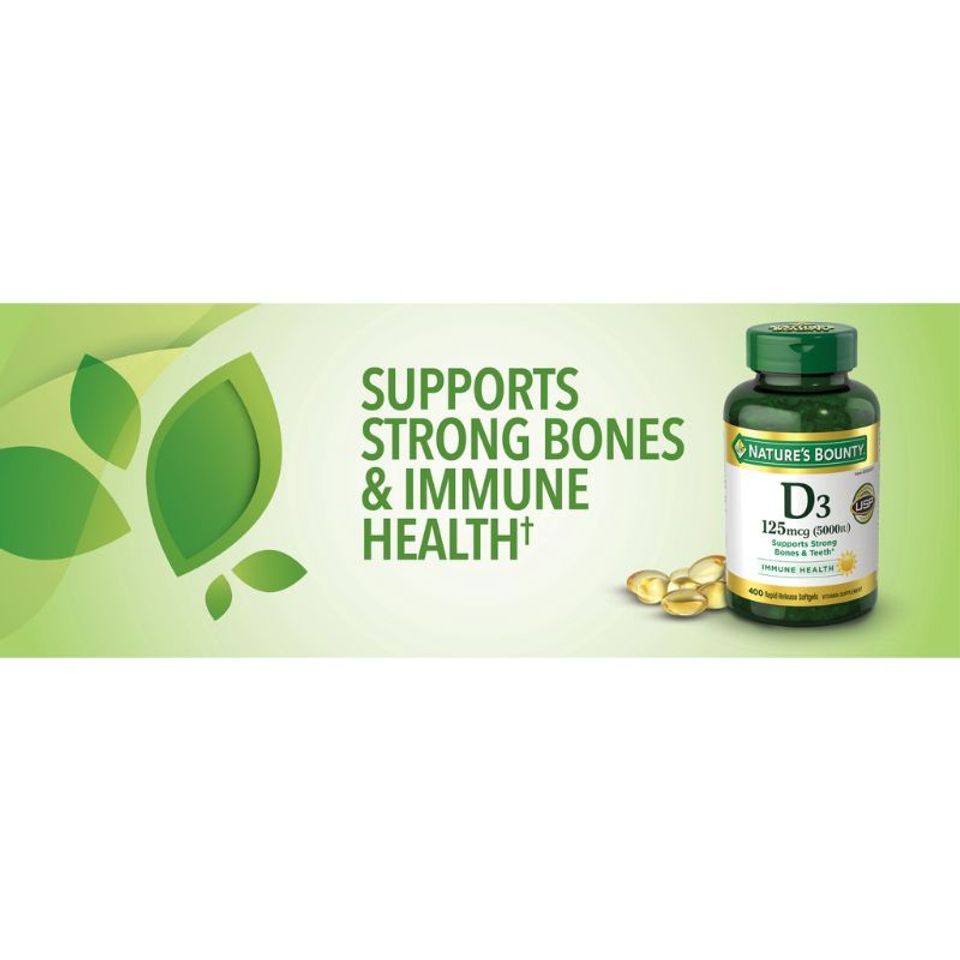 Vitamin D3 125mcg (5000IU) Nature's Bounty 400 viên - Bổ sung Vitamin D cho sức khỏe, tăng cường hệ xương và miễn dịch