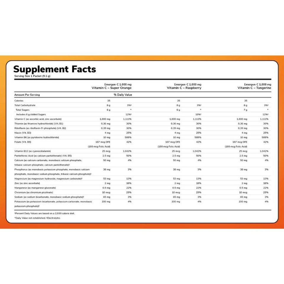 Bột Pha Vitamin C Dạng Sủi Emergen-C 1000mg - Tăng Cường Đề Kháng, Chứa Vitamin D & Kẽm, Hô Trợ Miễn Dịch Và Năng Lượng Tự Nhiên