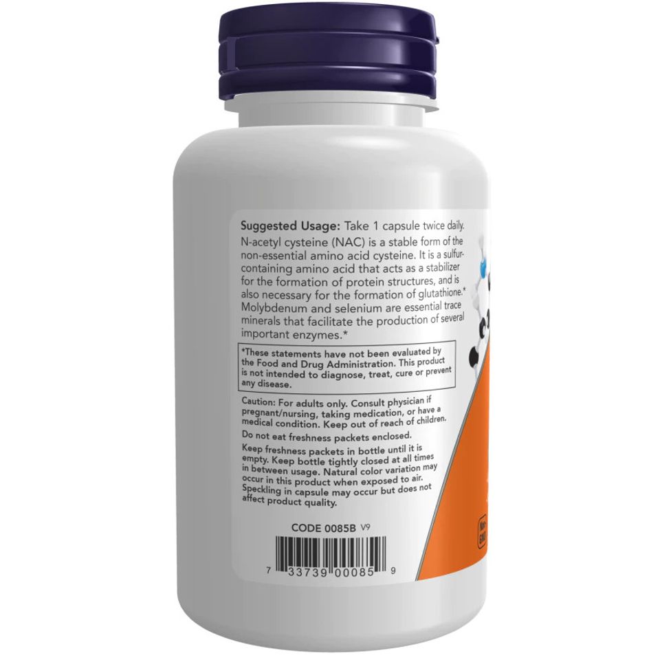 Viên uống NAC 600mg Now Foods - Thải độc, hỗ trợ gan, giảm viêm hô hấp, cải thiện sức khỏe sinh sản - 100 viên Mỹ