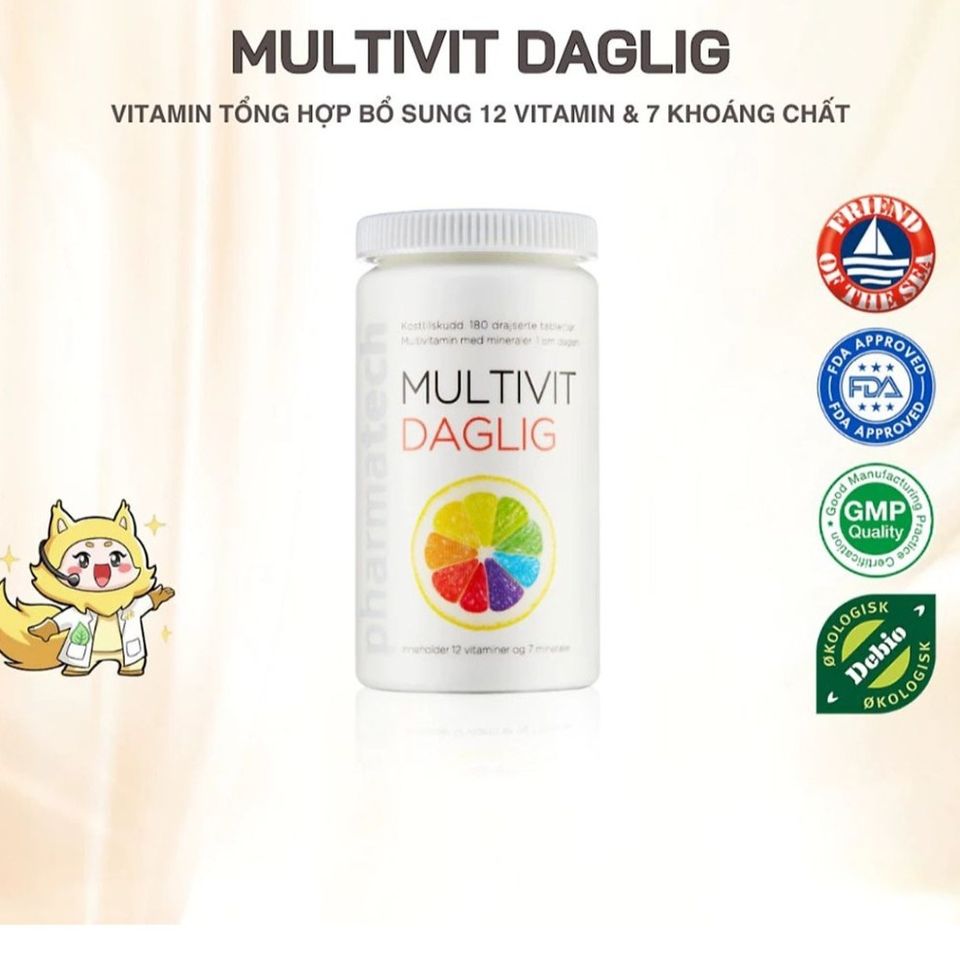 Viên uống Multivit Dagling 180 viên - Vitamin Tổng Hợp Chất Lượng Từ Nauy, Hỗ Trợ Năng Lượng và Sức Khỏe Tổng Thể