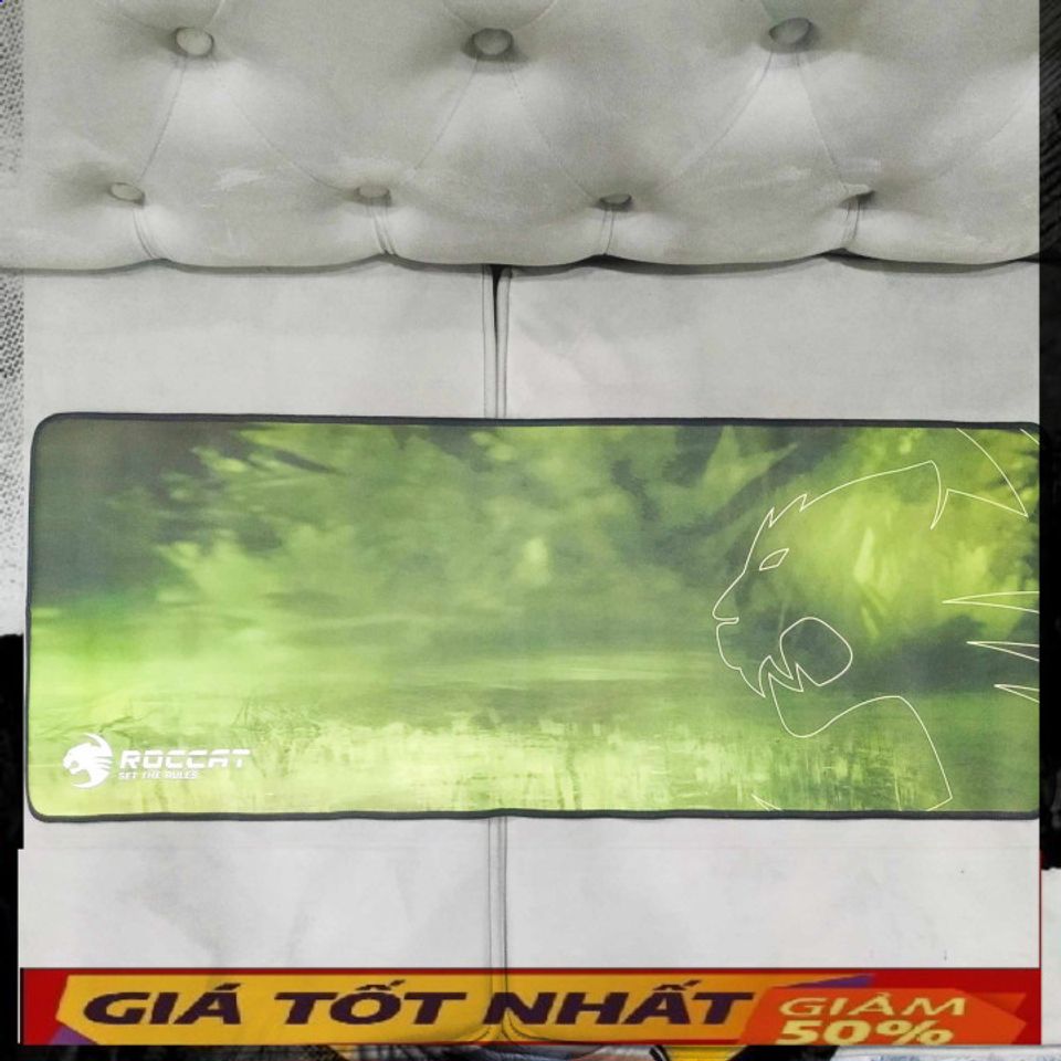 Miếng Lót Chuột Lớn Cao Su Chống Nước [RoccatXanh lá cây 34] 80x30cm Dày 3mm - Bàn Di Chuột Chuyên Game Siêu Bền, Chống Trượt