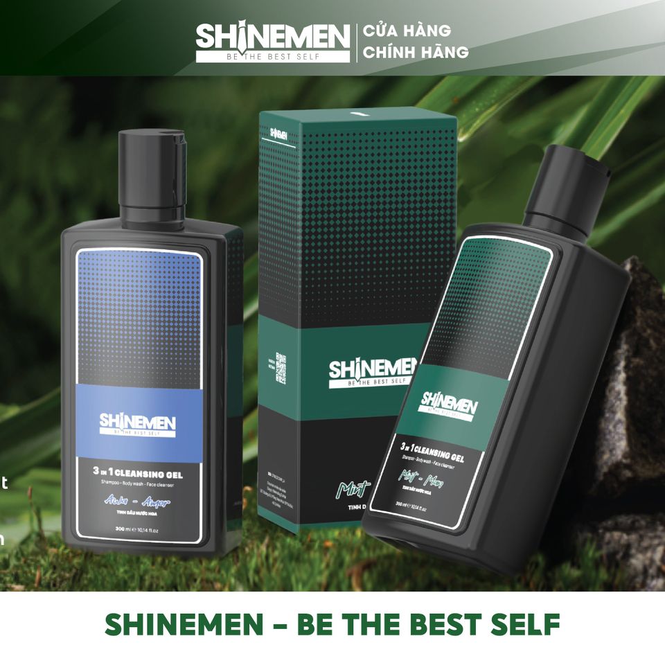 Sữa Tắm Gội Nam 3 in 1 SHINEMEN - Rửa Mặt Phục Hồi Hư Tổn Hương Nước Hoa AWA-AMOR 300ml - Chăm Sóc Tóc và Da TỪ Thiên Nhiên