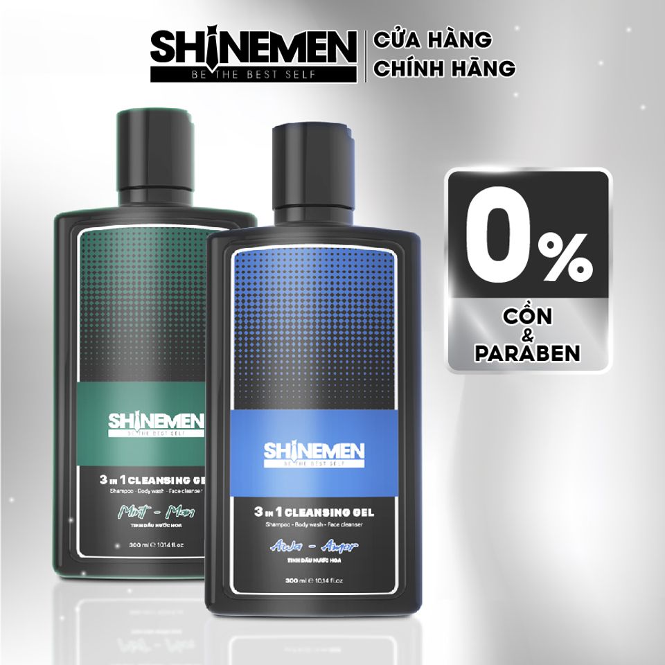 Combo Sữa Tắm Gội và Rửa Mặt 3 in 1 SHINEMEN cho Nam Hương Nước Hoa AWA-AMOR - Giải Pháp Chăm Sóc Toàn Diện Cho Da và Tóc