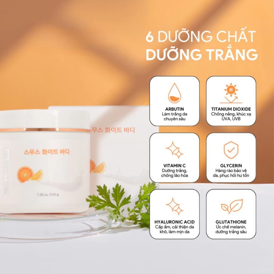 Kem Dưỡng Trắng Da Narci Natural Smooth 200g - Sáng Da, Cấp Ẩm & Chống Lão Hóa Toàn Thân từ Hàn Quốc