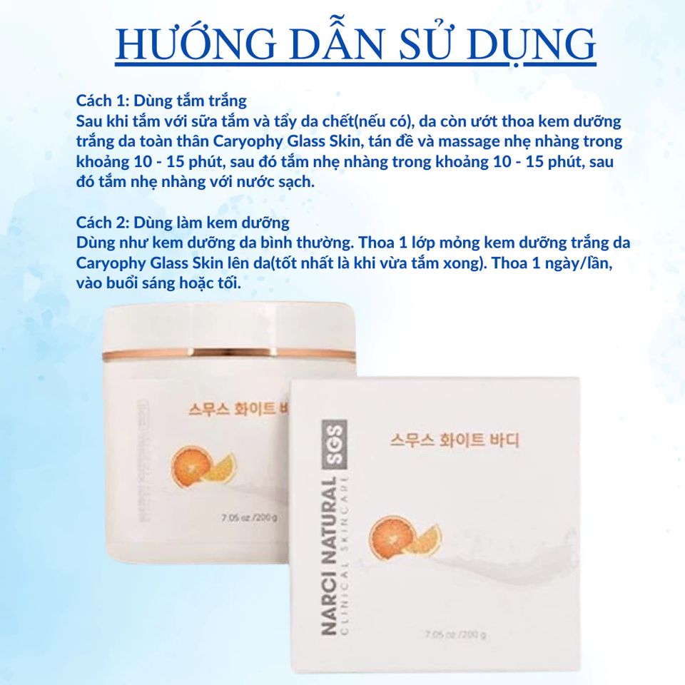 Kem Dưỡng Trắng Da Narci Natural Smooth 200g - Sáng Da, Cấp Ẩm & Chống Lão Hóa Toàn Thân từ Hàn Quốc