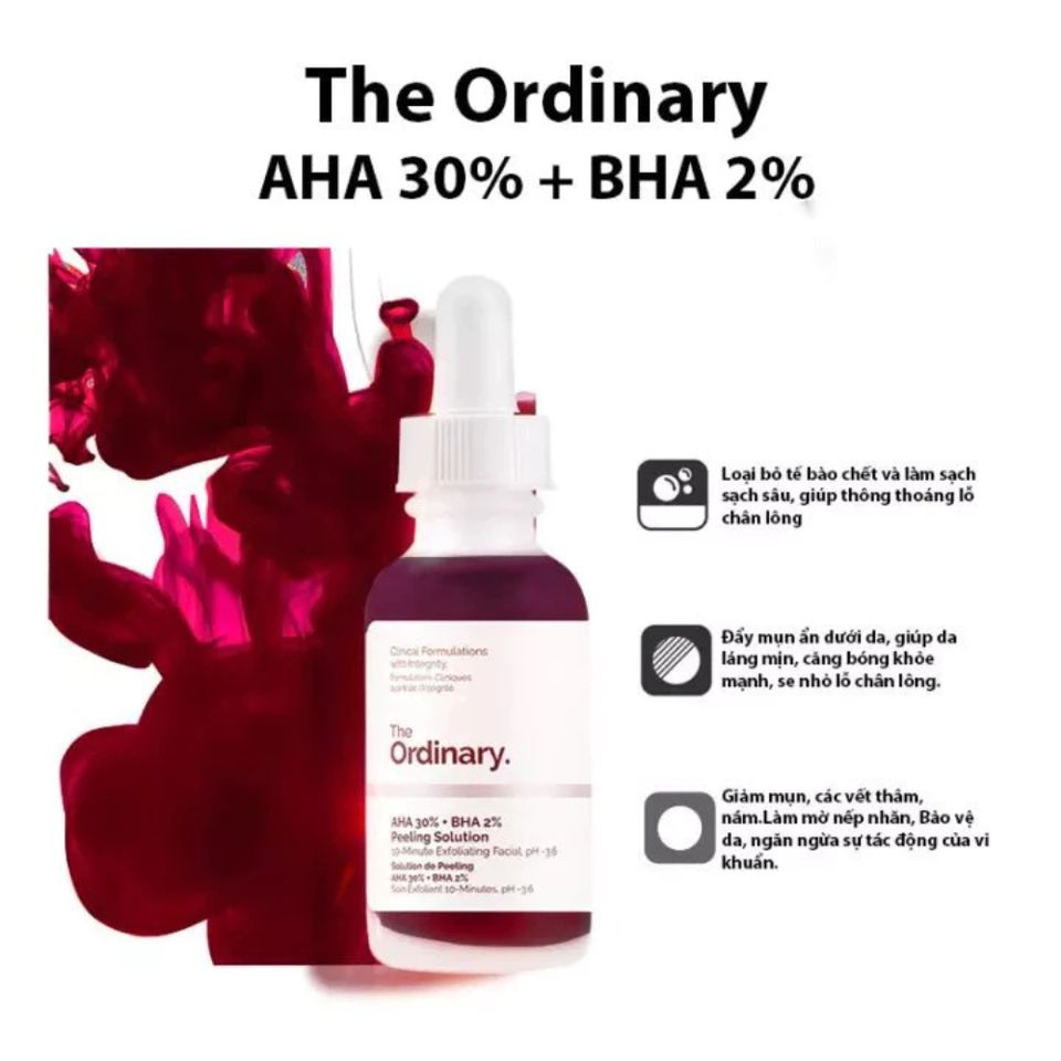 Tinh Chất Serum Tẩy Tế Bào Chết The Ordinary AHA 30% + BHA 2% 30ml - Giải Pháp Làm Sáng Da, Cải Thiện Mụn, Se Khít Lỗ Chân Lông