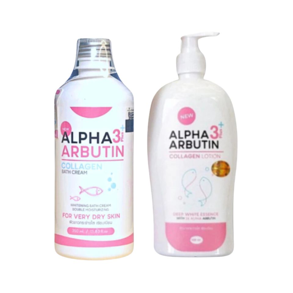 Bộ Đôi Sữa Tắm và Dưỡng Thể Alpha Arbutin 3+ - Chăm Sóc Da Sáng Mịn, Dưỡng Ẩm, Phù Hợp Mọi Loại Da, Xuất Xứ Thái Lan