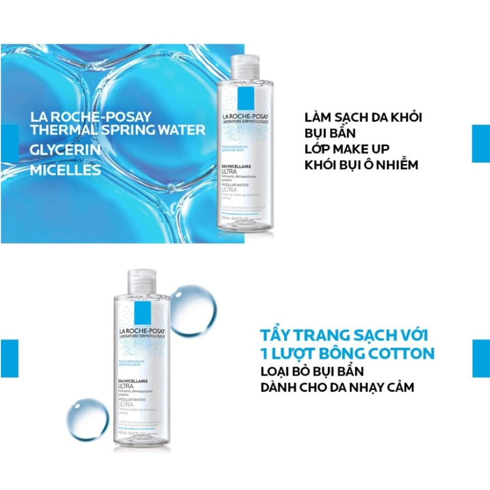 (Sales) Nước Tẩy Trang La Roche-Posay Effaclar Micellar Water 400ml - Dành cho Da Dầu Nhạy Cảm, Làm Sạch Hiệu Quả và Dịu Nhẹ Chính hãng