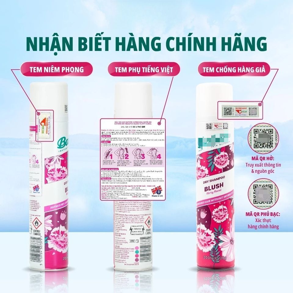 Dầu Gội Khô Batiste Dry Shampoo 200ml – Tóc Bồng Bềnh, Không Còn Ngứa Và Bết Dính 388341