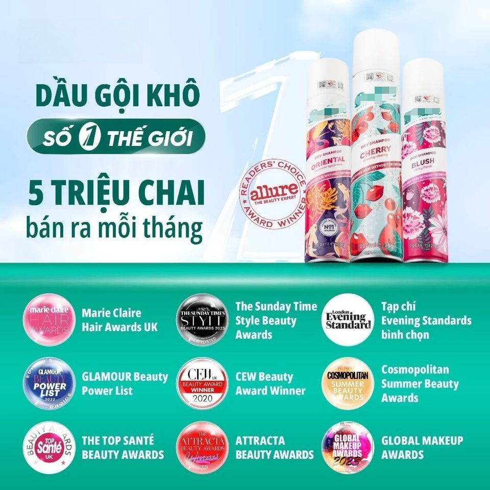 Dầu Gội Khô Batiste Dry Shampoo 200ml – Tóc Bồng Bềnh, Không Còn Ngứa Và Bết Dính 388341