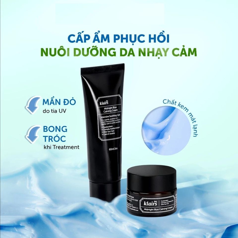 Kem Dưỡng Ẩm Phục Hồi Da Ban Đêm Dear Klairs Midnight Blue Calming Cream - Dưỡng Ẩm Sâu, Làm Dịu & Cải Thiện Đàn Hồi Da