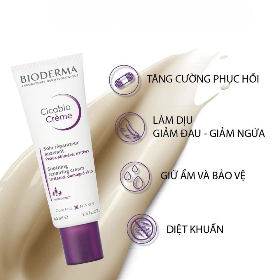 Kem Dưỡng Bioderma Cicabio Crème+ Phục Hồi Da 100ml - Giảm Ngứa, Làm Dịu Da Tổn Thương, Dưỡng Ẩm Cho Da Nhạy Cảm