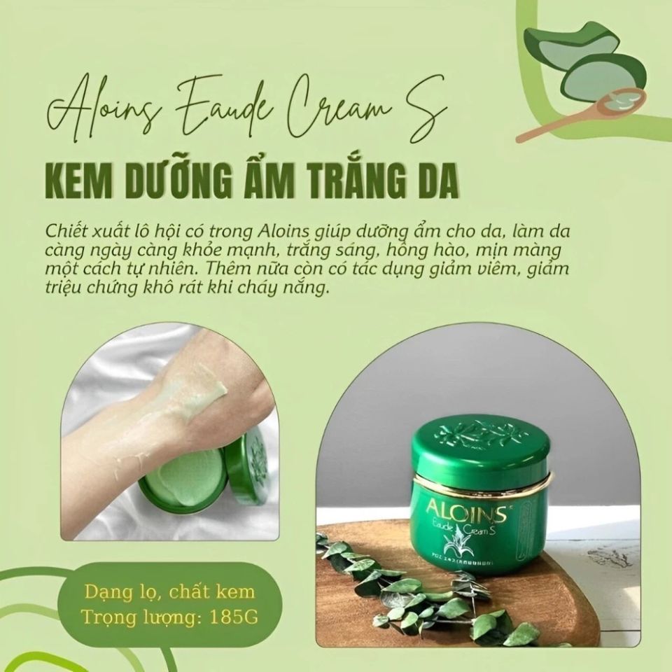 Kem Dưỡng Ẩm Lô Hội Aloins Eaude Cream S 185g - Dưỡng Da Sáng Mịn, Ngừa Khô Nứt, An Toàn Cho Mọi Loại Da, Xuất Xứ Nhật Bản