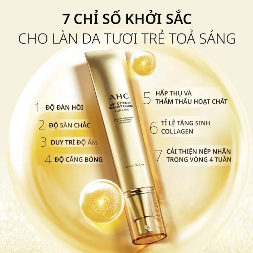 Kem Dưỡng Mắt Và Mặt AHC Age Defense 2-Trong-1 40ml - Chống Lão Hóa, Dưỡng Ẩm, Làm Mờ Nếp Nhăn, Phù Hợp Mọi Làn Da