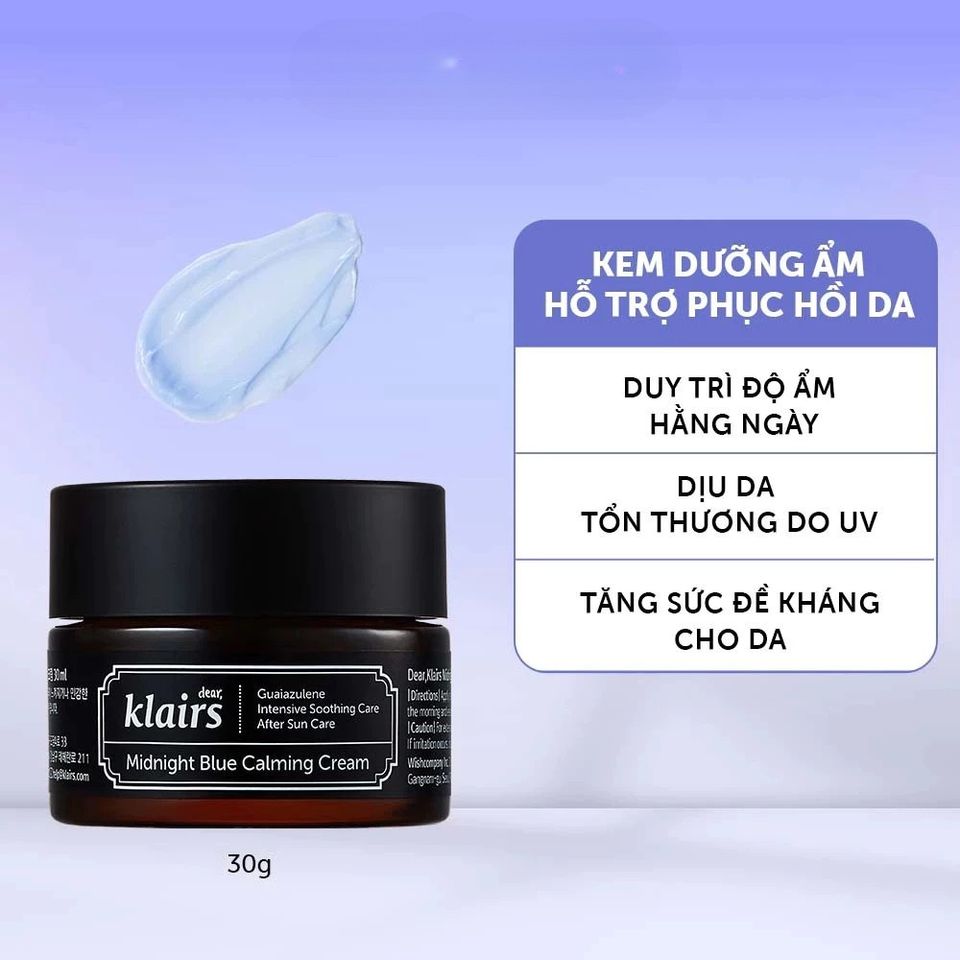 Bộ Đôi Tinh Chất Serum và Kem Dưỡng Ẩm Ban Đêm Klairs Midnight Blue - Phục Hồi Da Yếu, Dưỡng Ẩm Sâu, Ghép Bộ Chăm Sóc Da Hàn Quốc