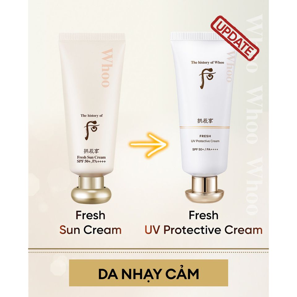 Kem Chống Nắng Whoo Gongjinhyang Fresh UV Protective SPF50+/PA++++ 60ml – Dưỡng Ẩm Cho Da Nhạy Cảm 389027