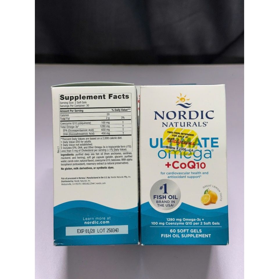 Viên uống Nordic Naturals Ultimate Omega + CoQ10 - Tăng cường sức khỏe tim mạch, hỗ trợ thị lực và năng lượng tế bào, chống oxy hóa.