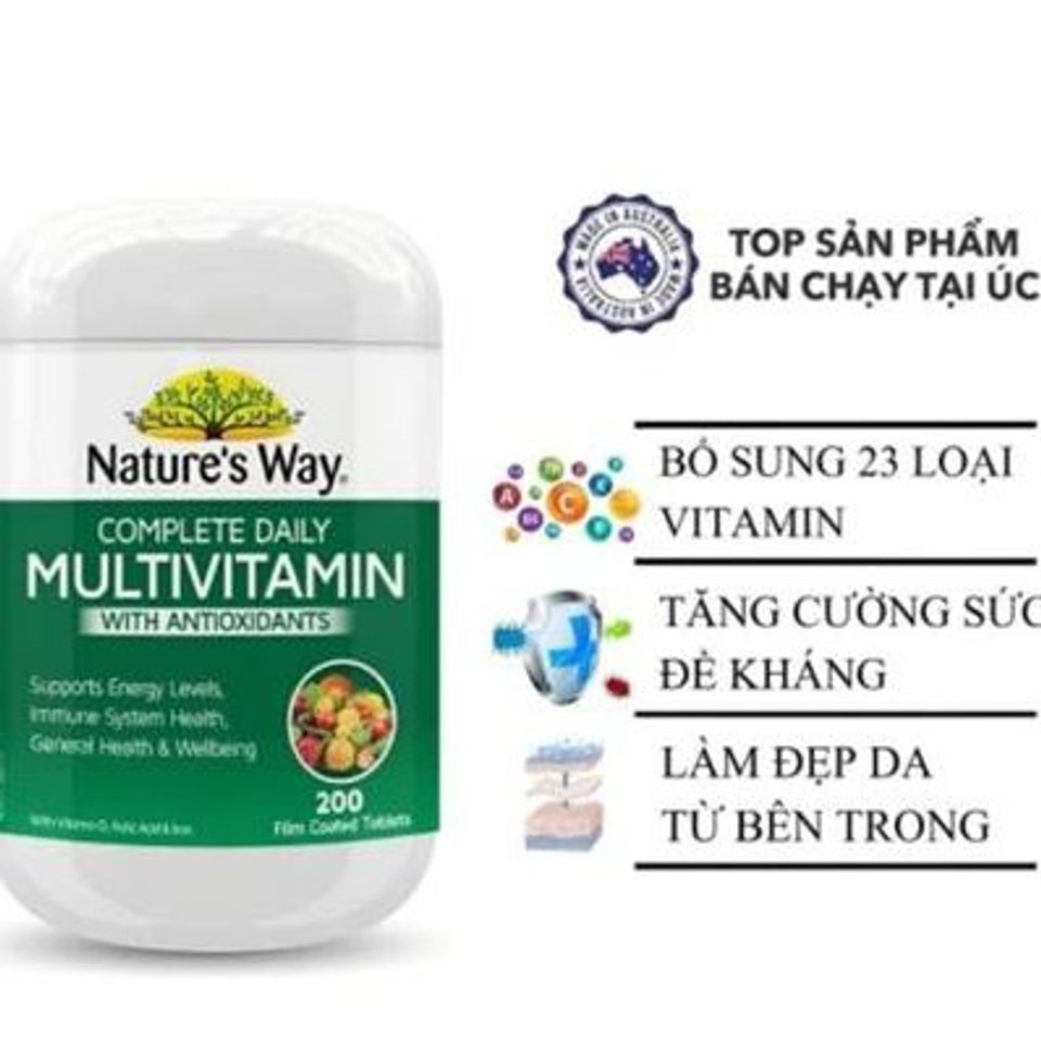 Viên Uống Vitamin Tổng Hợp Nature's Way Complete Daily Multivitamin 200 Viên - Bổ Sung Dinh Dưỡng Cần Thiết Cho Sức Khỏe Người Lớn