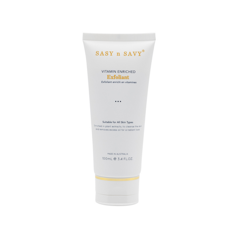 Tẩy Tế Bào Chết Giàu Vitamin Hữu Cơ Sasy N Savy 100ml - Tẩy Da Mặt Thuần Chay, Sáng Da, Cấp Ẩm, Chống Oxy Hóa