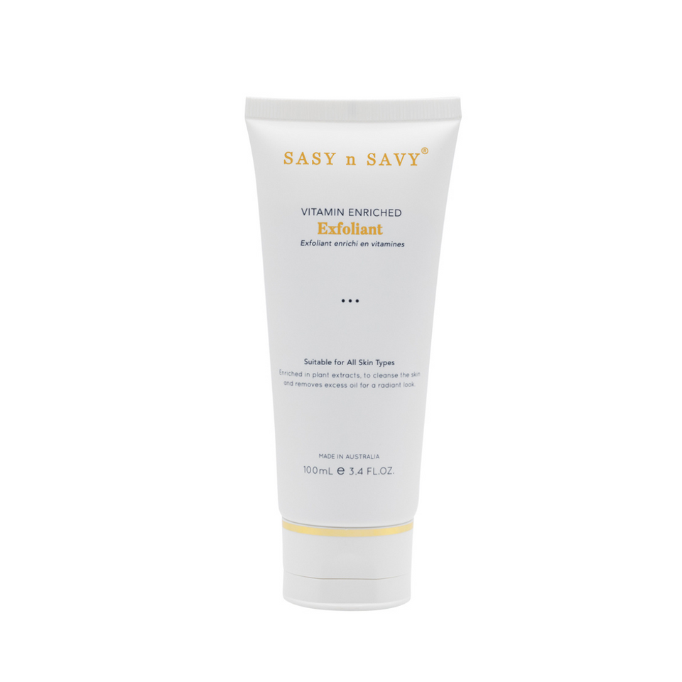 Tẩy Tế Bào Chết Giàu Vitamin Hữu Cơ Sasy N Savy 100ml - Tẩy Da Mặt Thuần Chay, Sáng Da, Cấp Ẩm, Chống Oxy Hóa