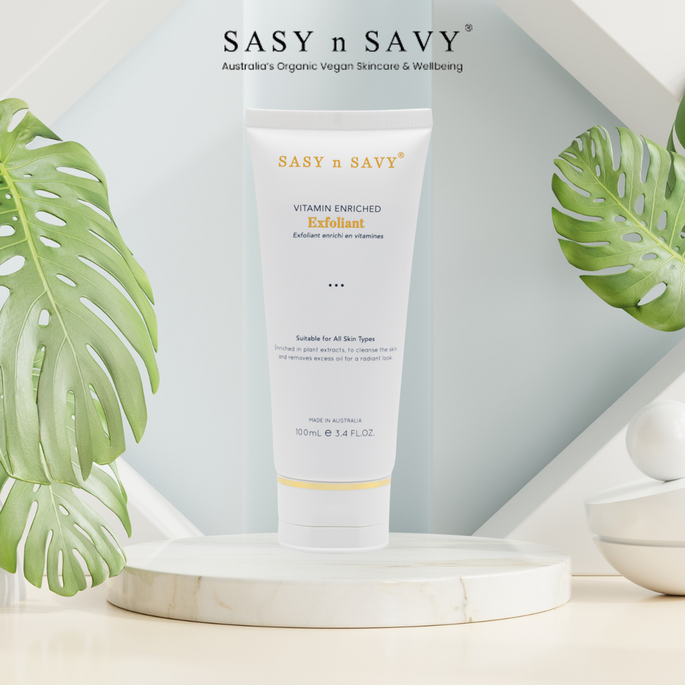 Tẩy Tế Bào Chết Giàu Vitamin Hữu Cơ Sasy N Savy 100ml - Tẩy Da Mặt Thuần Chay, Sáng Da, Cấp Ẩm, Chống Oxy Hóa