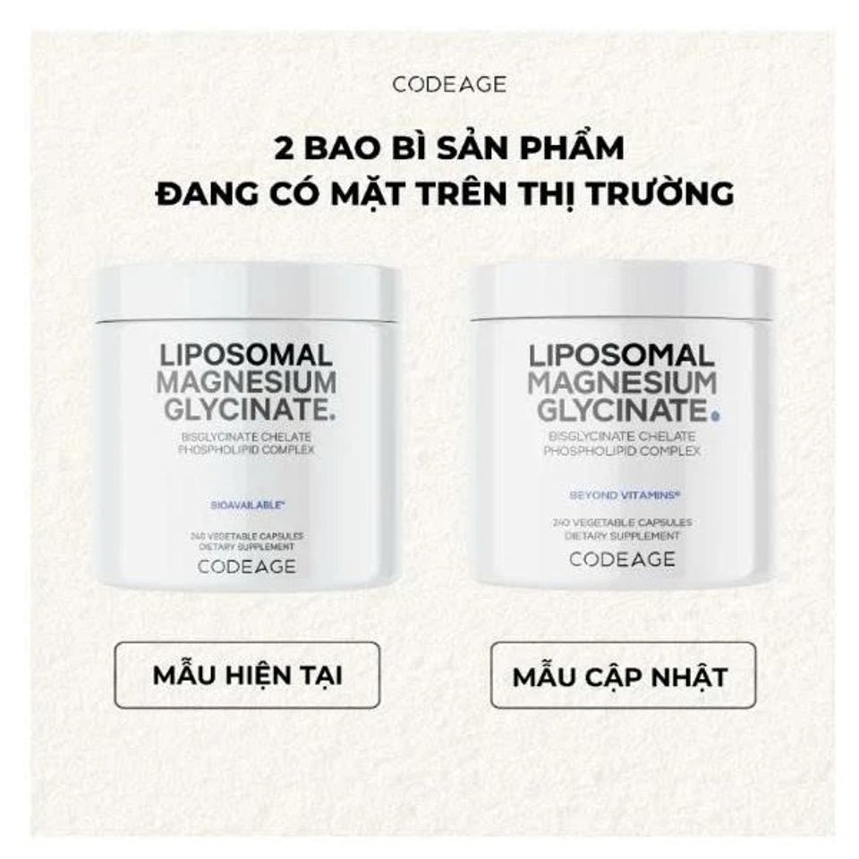 Codeage Liposomal Magnesium Glycinate - Viên Uống Hỗ Trợ Hệ Thần Kinh, Tăng Cường Sức Đề Kháng, Hộp 240 Viên Mỹ