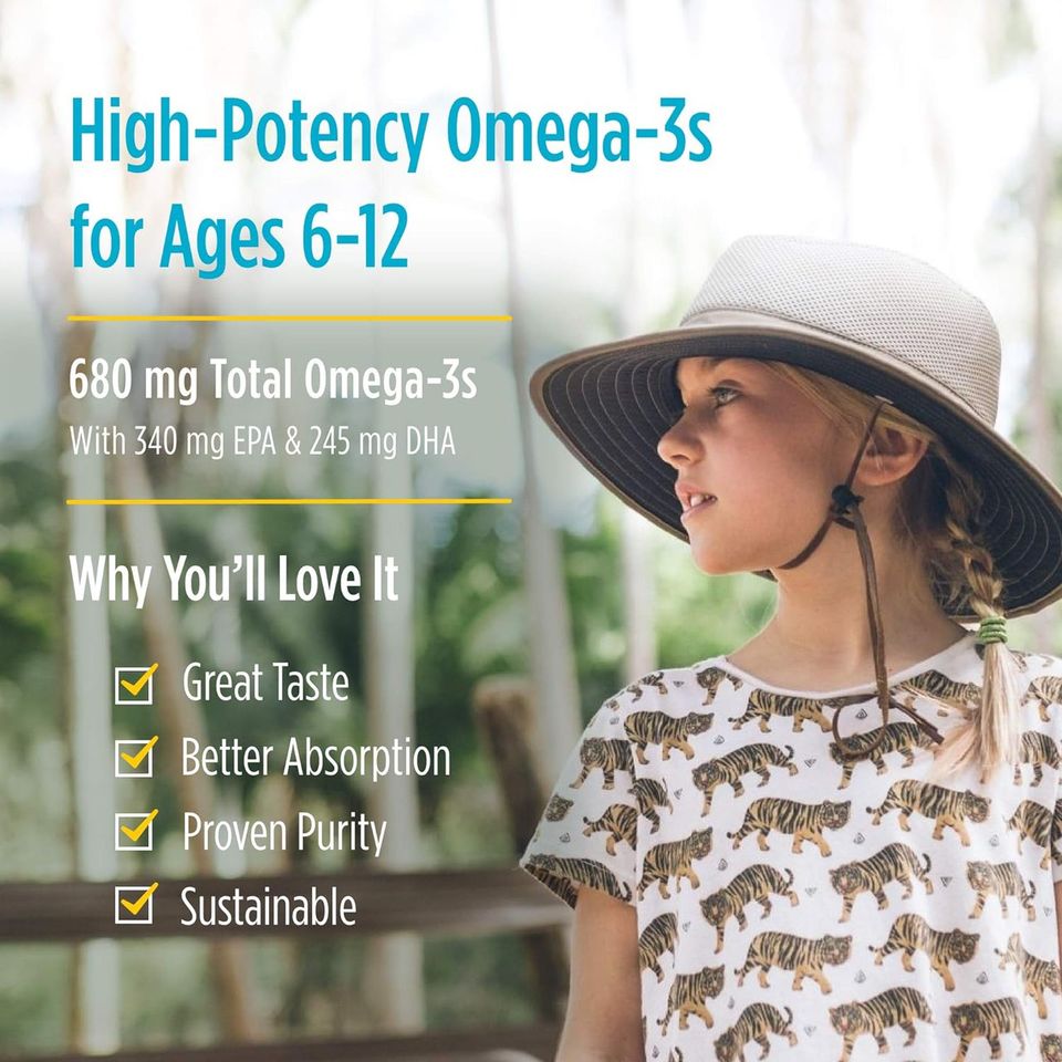 Viên uống Omega 3 Nordic Naturals Ultimate Omega Junior, Bổ sung hỗ trợ phát triển trí não cho trẻ từ 6 tuổi, Dạng viên nhai thơm ngon