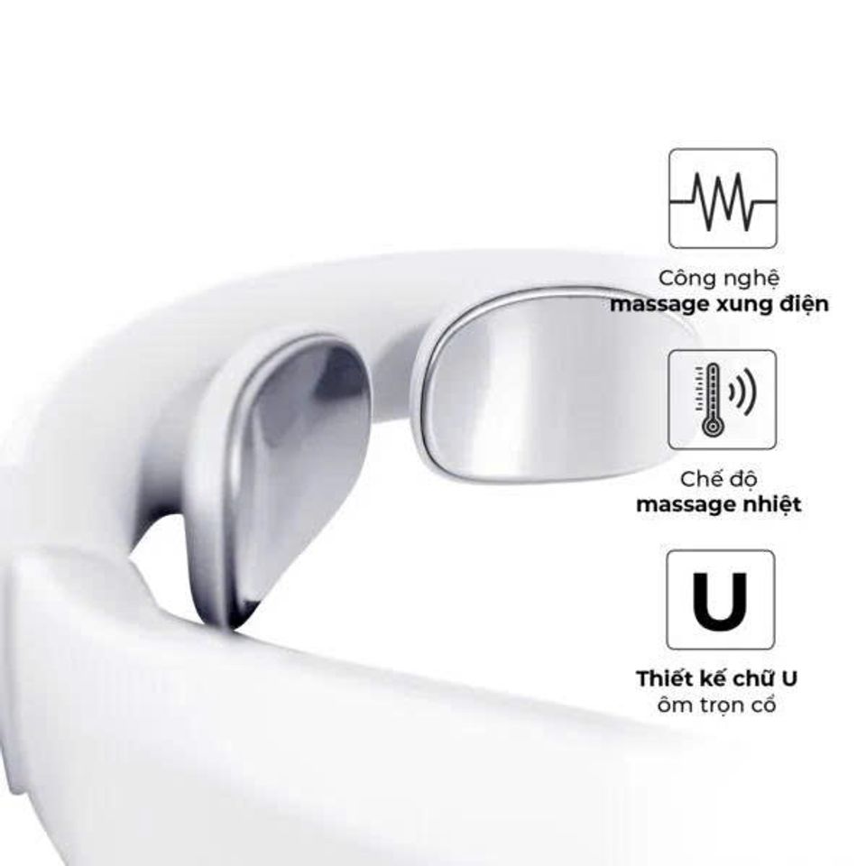 Máy Massage Cổ Buheung MK-331 - Thiết bị massage trị liệu xung điện EMS, nhiệt hồng ngoại an toàn, điều khiển từ xa, nhẹ 165g