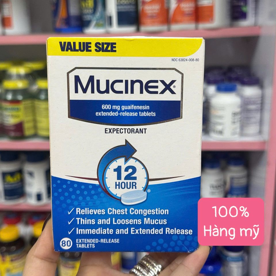 Mucinex 600mg (80 viên) - Viên uống hỗ trợ long đờm, giảm nghẹt ngực, thông thoáng đường thở - Sản phẩm chăm sóc sức khỏe hàng Mỹ