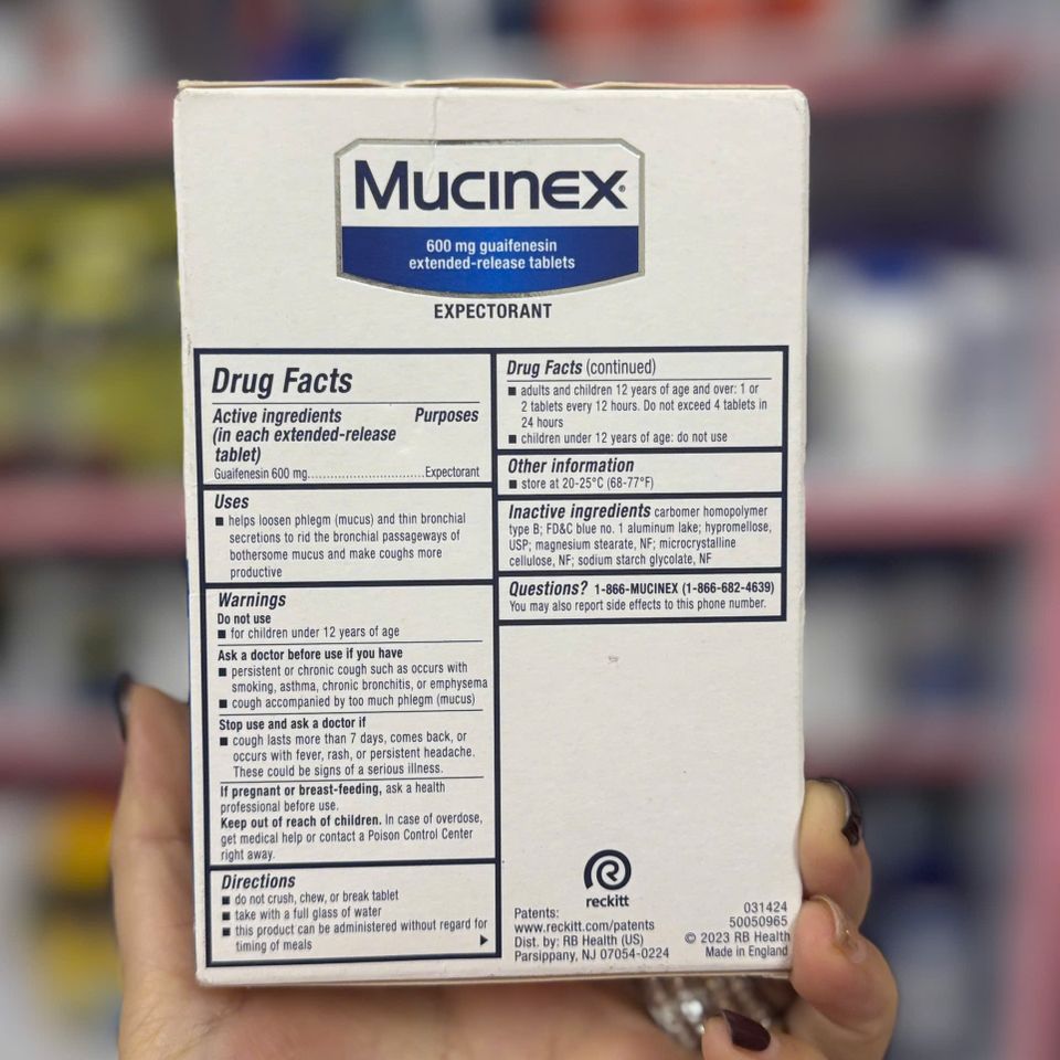 Mucinex 600mg (80 viên) - Viên uống hỗ trợ long đờm, giảm nghẹt ngực, thông thoáng đường thở - Sản phẩm chăm sóc sức khỏe hàng Mỹ