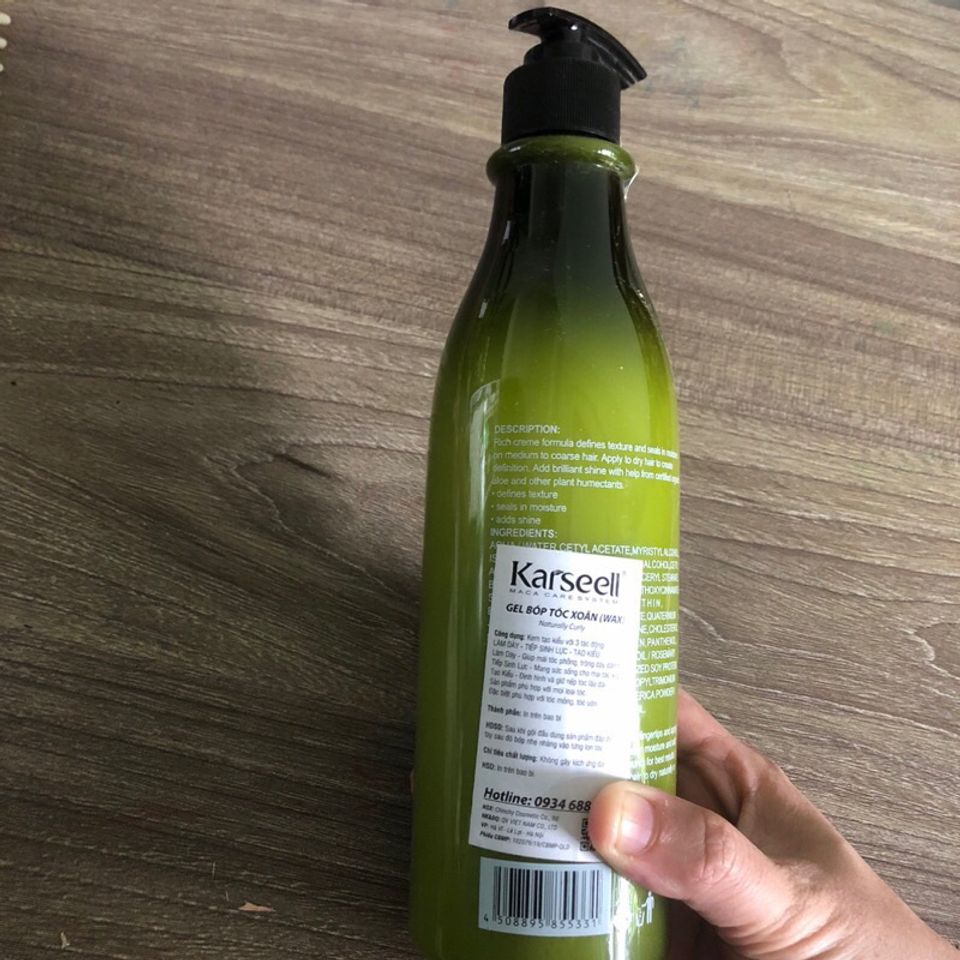 Kem Tạo Kiểu Tóc Xoăn Karseell 500ml - Gel Bóp Xoăn Tạo Sóng, Giữ Nếp, Chống Hư Tổn, Phù Hợp Mọi Loại Tóc