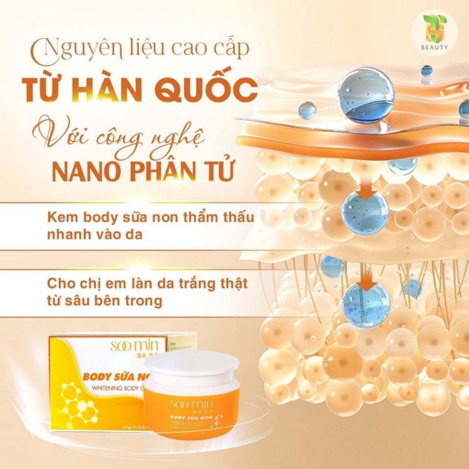 Kem Body Trắng Da Cấp Tốc SOO MIN 250g - Chống Nắng, Phục Hồi Da Mỏng Yếu, Làm Trắng Da Giúp Da Căng Mịn, Trẻ Hóa Sau 5-7 Ngày Sử Dụng
