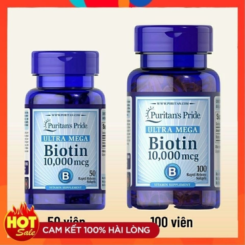 Viên uống Biotin 10000 mcg Puritan's Pride - Giảm rụng tóc, kích thích mọc tóc, làm đẹp da và móng tay, hỗ trợ sức khỏe tóc