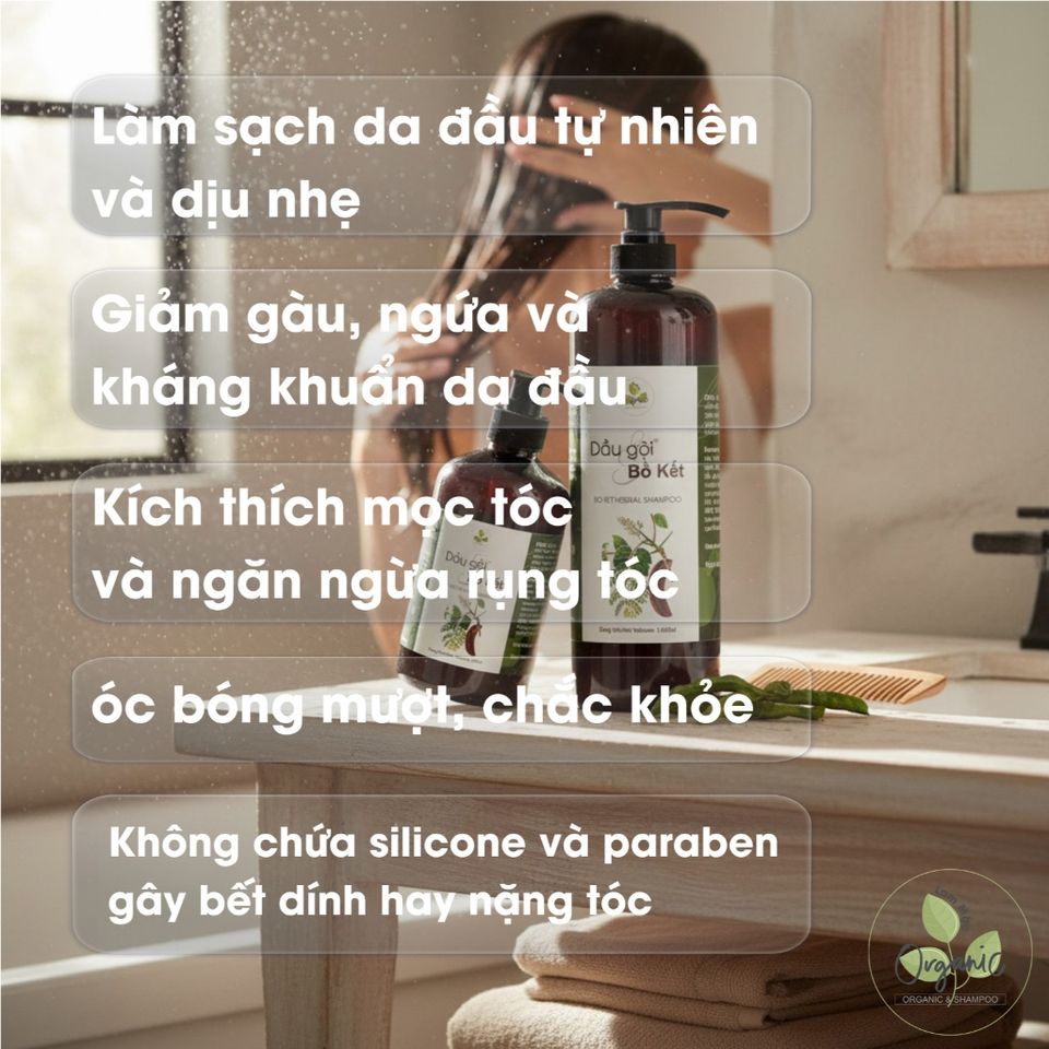Combo Dầu Gội Bồ Kết & Dầu Xả Sữa Dừa Lam Mộc - Chăm Sóc Tóc Tự Nhiên, Giảm Gãy Rụng, Phục Hồi Tóc Hư Tổn, An Toàn, Không Silicone, Không Paraben