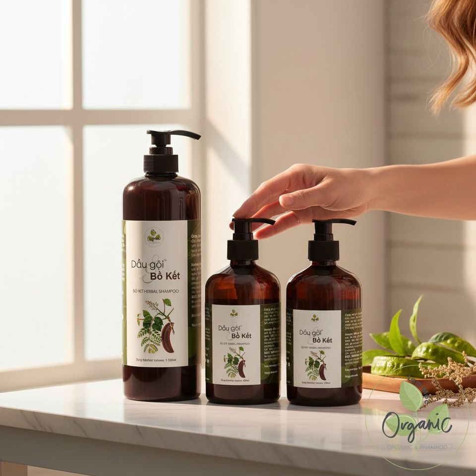 Dầu Gội Thảo Mộc Bồ Kết Lam Mộc - Giảm Gãy Rụng, Kích Thích Mọc Tóc, An Toàn Cho Nam Nữ, Không Silicone, Không Paraben, Tóc Bóng Mượt